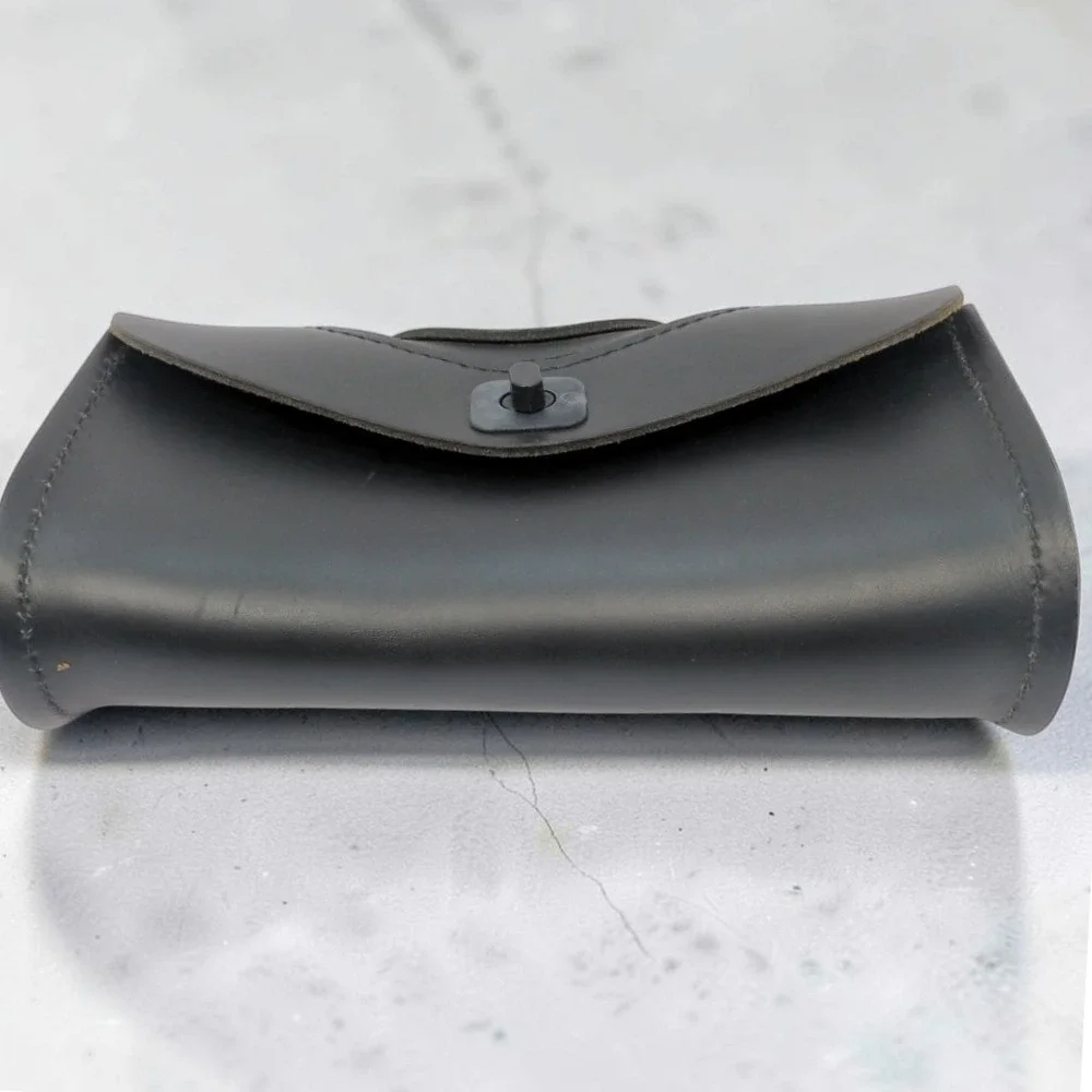VTG 90s Harley Davidson Leather Windshield Pouch Bag USA Turn Lock Mounting HTF